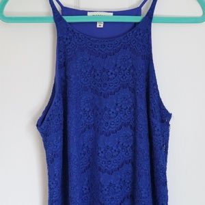 Royal Blue Lace Overlay Tank